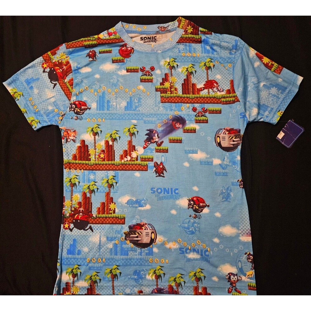 Sonic the Hedgehog Vintage AOP Shirt SEGA New W Tags Medium Rare Grail Deadstock